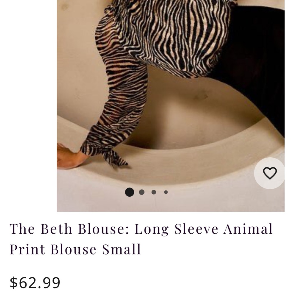 Zebra Print Long Sleeve Blouse